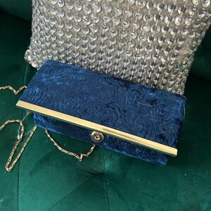 Elegant Blue Velvet Clutch